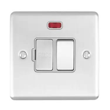 Click Here To Enlarge This Photo Of ENSWFNSSG - Eurolite 13Amp DP Switched Fuse Spur with Neon Indicator Satin Stainless Steel with Grey Trim &lpar;Enhance Range&rpar;