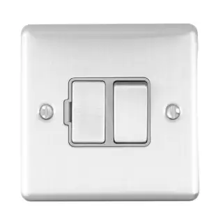 ENSWFSSG - Eurolite 13Amp DP Switched Fuse Spur Satin Stainless Steel with Grey Trim &lpar;Enhance Range&rpar;
