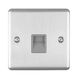 EN1MSSG - Eurolite 1 Gang Master Telephone Socket Satin Stainless Steel with Grey Trim &lpar;Enhance Range&rpar;