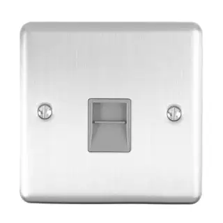 EN1SLSSG - Eurolite 1 Gang Slave Telephone Socket Satin Stainless Steel with Grey Trim &lpar;Enhance Range&rpar;