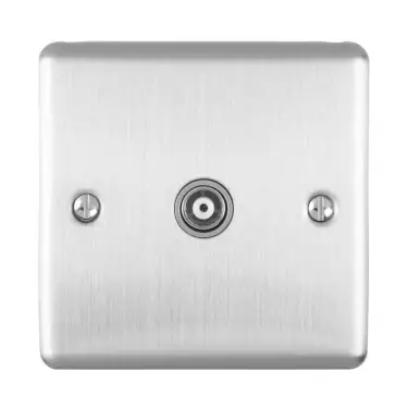 Click Here To Enlarge This Photo Of EN1TVSSG - Eurolite 1 Gang TV Coaxial Socket Satin Stainless Steel with Grey Trim &lpar;Enhance Range&rpar;