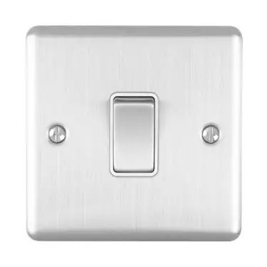 Click Here To Enlarge This Photo Of EN20ASWSSW - Eurolite 1 Gang 20Amp DP Switch Satin Stainless Steel with White Trim &lpar;Enhance Range&rpar;