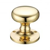 FB201 - Zoo Hardware Fulton & Bray Mushroom Mortice Knob Furniture &lpar;Unsprung&rpar; 62&period;5mm Rose dia&period; Polished Brass