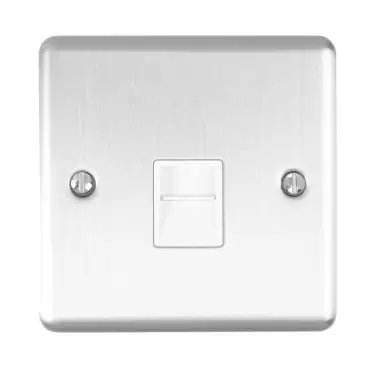 Click Here To Enlarge This Photo Of EN1MSSW - Eurolite 1 Gang Master Telephone Socket Satin Stainless Steel with White Trim &lpar;Enhance Range&rpar;