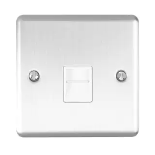 EN1MSSW - Eurolite 1 Gang Master Telephone Socket Satin Stainless Steel with White Trim &lpar;Enhance Range&rpar;