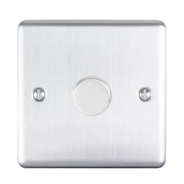 Click Here To Enlarge This Photo Of EN1DLEDSS - Eurolite 1 Gang 400W&sol;LED 2Way Dimmer Switch Satin Stainless Steel &lpar;Enhance Range&rpar;