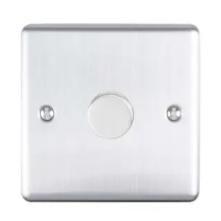 EN1DLEDSS - Eurolite 1 Gang 400W&sol;LED 2Way Dimmer Switch Satin Stainless Steel &lpar;Enhance Range&rpar;