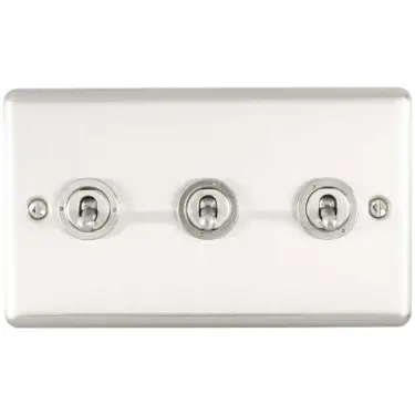 Click Here To Enlarge This Photo Of ENT3SWSS - Eurolite 3 Gang 10Amp 2Way Switch Satin Stainless Steel &lpar;Enhance Range&rpar;