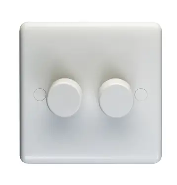 Click Here To Enlarge This Photo Of PL3504&sol;22LED - Eurolite Enhance White Plastic 2 Gang 2 Way 400W&sol;LED Dimmer Switch