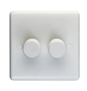 PL3504&sol;22LED - Eurolite Enhance White Plastic 2 Gang 2 Way 400W&sol;LED Dimmer Switch