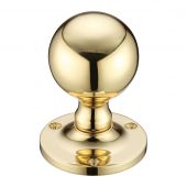 FB202 - Zoo Hardware Fulton & Bray Ball Mortice Knob Furniture &lpar;Unsprung&rpar; 62&period;5mm Rose dia&period; Polished Brass