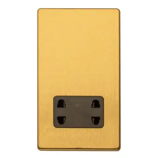 ECSBSHSB - Eurolite 2 Gang Shaver Socket 230&sol;115V on 3mm Flat Concealed Satin Brass Plate with Black Trim
