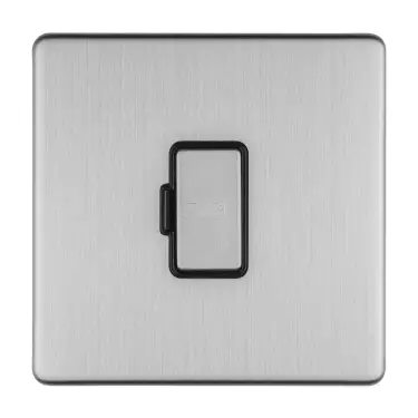 Click Here To Enlarge This Photo Of ECSSUSWFB - Eurolite 13Amp Unswitched Fuse Spur on 3mm Flat Concealed Satin Stainless Plate with Matching Rocker