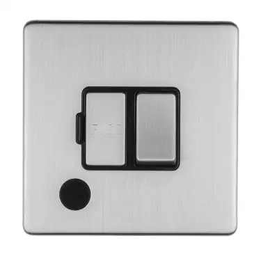 Click Here To Enlarge This Photo Of ECSSSWFFOB - Eurolite 13Amp Switched Fuse Spur with Flex Outlet on 3mm Flat Concealed Satin Stainless Plate with Matching Rocker