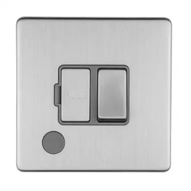 Click Here To Enlarge This Photo Of ECSSSWFFOG - Eurolite 13Amp Switched Fuse Spur with Flex Outlet on 3mm Flat Concealed Satin Stainless Plate with Matching Rocker & Grey Trim