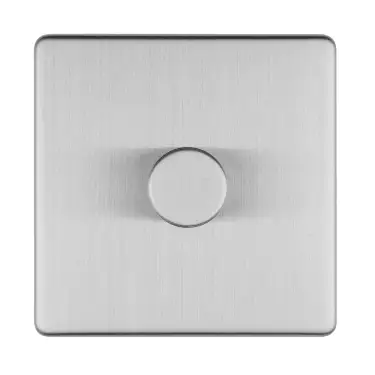 Click Here To Enlarge This Photo Of ECSS1DLED - Eurolite 1 Gang LED Push On&sol;Off 2Way Dimmer on 3mm Flat Concealed Satin Stainless Plate