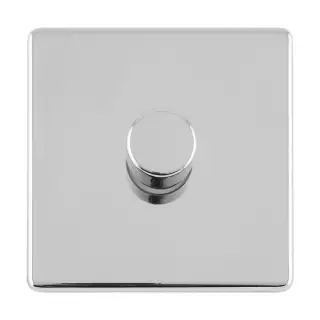 ECPC1DLED - Eurolite 1 Gang LED Push On&sol;Off 2Way Dimmer on 3mm Flat Concealed Polished Chrome Plate