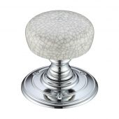 FB304GCCP - Zoo Hardware Fulton & Bray Porcelain Mortice Knob on Round Rose &lpar;Unsprung&rpar; Grey Crackle - Face Fix