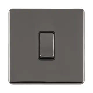 ECBNINTB - Eurolite 1 Gang Intermediate Switch on 3mm Flat Concealed Black Nickel Plate with Matching Rockers