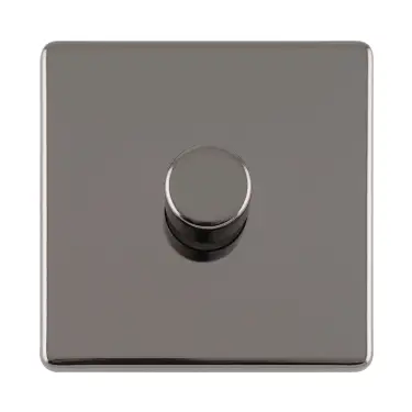 Click Here To Enlarge This Photo Of ECBN1DLED - Eurolite 1 Gang LED Push On&sol;Off 2Way Dimmer on 3mm Flat Concealed Black Nickel