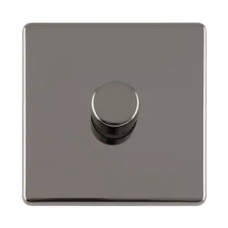 ECBN1DLED - Eurolite 1 Gang LED Push On&sol;Off 2Way Dimmer on 3mm Flat Concealed Black Nickel