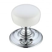 FB304PWCP - Zoo Hardware Fulton & Bray Porcelain Mortice Knob on Round Rose &lpar;Unsprung&rpar; Plain White - Face Fix