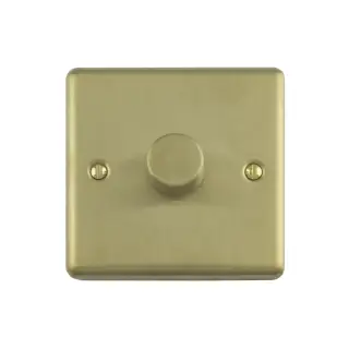 EN1DLEDSB - Eurolite 1 Gang 400W&sol;LED 2Way Dimmer Switch Satin Brass &lpar;Enhance Range&rpar;