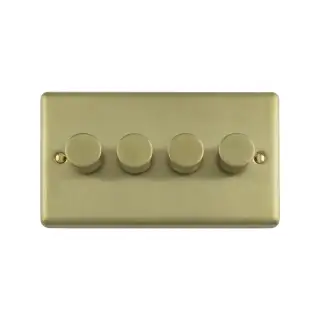 EN4DLEDSB - Eurolite 4 Gang 400W&sol;LED 2Way Dimmer Switch Satin Brass &lpar;Enhance Range&rpar;