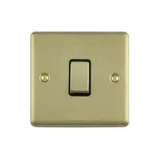 EN1SWSBB - Eurolite 1 Gang 10Amp 2Way Switch Satin Brass with Black Trim &lpar;Enhance Range&rpar;