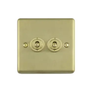 Click Here To Enlarge This Photo Of ENT2SWSB - Eurolite 2 Gang Toggle Switch Satin Brass &lpar;Enhance Range&rpar;