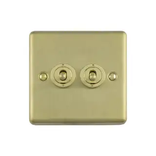ENT2SWSB - Eurolite 2 Gang Toggle Switch Satin Brass &lpar;Enhance Range&rpar;