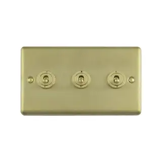 ENT3SWSB - Eurolite 3 Gang Toggle Switch Satin Brass &lpar;Enhance Range&rpar;