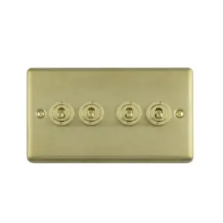 ENT4SWSB - Eurolite 4 Gang Toggle Switch Satin Brass &lpar;Enhance Range&rpar;