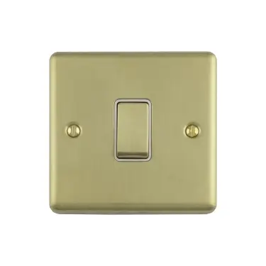 Click Here To Enlarge This Photo Of EN20ASWSBW - Eurolite 1 Gang 20Amp DP Switch Satin Brass with WhiteTrim &lpar;Enhance Range&rpar;