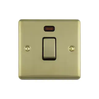 EN20ASWNSBB - Eurolite 1 Gang 20Amp DP Switch with Neon Indicator Satin Brass with Black Trim &lpar;Enhance Range&rpar;