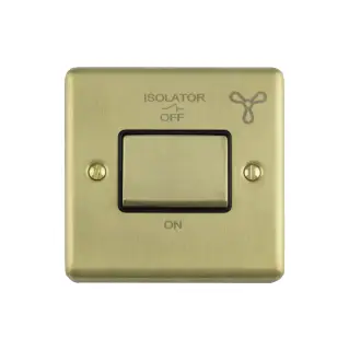 ENFSWSBB - Eurolite 6Amp Fan Isolator Switch Satin Brass with Black Trim &lpar;Enhance Range&rpar;