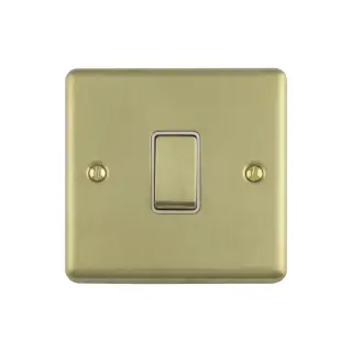 ENINTSBW - Eurolite 1 Gang 10Amp Intermediate Switch Satin Brass with White Trim &lpar;Enhance Range&rpar;