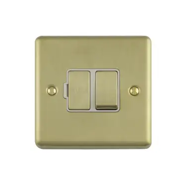 Click Here To Enlarge This Photo Of ENSWFSBW - Eurolite 13Amp DP Switched Fuse Spur Satin Brass with White Trim &lpar;Enhance Range&rpar;