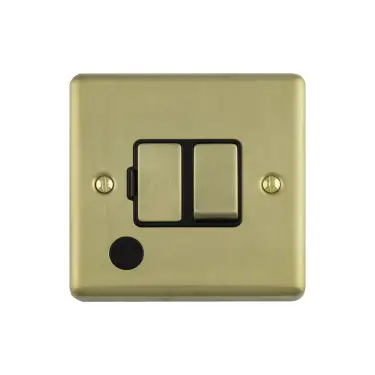 Click Here To Enlarge This Photo Of ENSWFFOSBB - Eurolite 13Amp DP Switched Fuse Spur with Flex Outlet Satin Brass with Black Trim &lpar;Enhance Range&rpar;