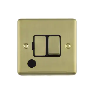 ENSWFFOSBB - Eurolite 13Amp DP Switched Fuse Spur with Flex Outlet Satin Brass with Black Trim &lpar;Enhance Range&rpar;