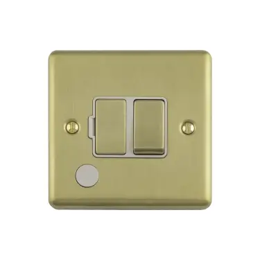 Click Here To Enlarge This Photo Of ENSWFFOSBW - Eurolite 13Amp DP Switched Fuse Spur with Flex Outlet Satin Brass with White Trim &lpar;Enhance Range&rpar;