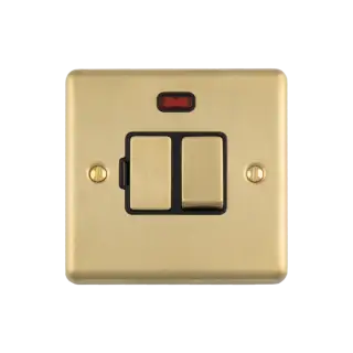 ENSWFNSBB - Eurolite 13Amp DP Switched Fuse Spur with Neon Indicator Satin Brass with Black Trim &lpar;Enhance Range&rpar;