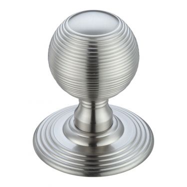 Click Here To Enlarge This Photo Of FB306SC - Zoo Hardware Fulton & Bray Ringed Mortice Knob on Round Rose &lpar;Unsprung&rpar; Concealed Fix - Satin Chrome