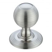 FB306SC - Zoo Hardware Fulton & Bray Ringed Mortice Knob on Round Rose &lpar;Unsprung&rpar; Concealed Fix - Satin Chrome