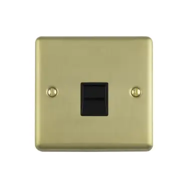 Click Here To Enlarge This Photo Of EN1MSBB - Eurolite 1 Gang Master Telephone Socket Satin Brass with Black Trim &lpar;Enhance Range&rpar;