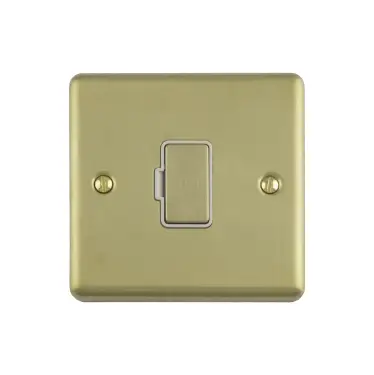 Click Here To Enlarge This Photo Of ENUSWFSBW - Eurolite 13Amp Unswitched Fuse Spur Satin Brass with White Trim &lpar;Enhance Range&rpar;
