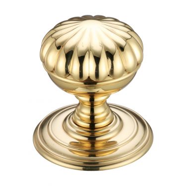 Click Here To Enlarge This Photo Of FB307 - Zoo Hardware Fulton & Bray Flower Mortice Knob on Round Rose &lpar;Unsprung&rpar; Concealed Fix - Polished Brass