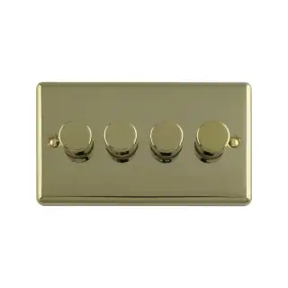 EN4DLEDPB - Eurolite 4 Gang 400W&sol;LED 2Way Dimmer Switch Polished Brass &lpar;Enhance Range&rpar;