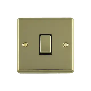 EN1SWPBB - Eurolite 1 Gang 10Amp 2Way Switch Polished Brass with Black Trim &lpar;Enhance Range&rpar;