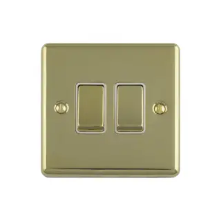 EN2SWPBB - Eurolite 2 Gang 10Amp 2Way Switch Polished Brass with Black Trim &lpar;Enhance Range&rpar;